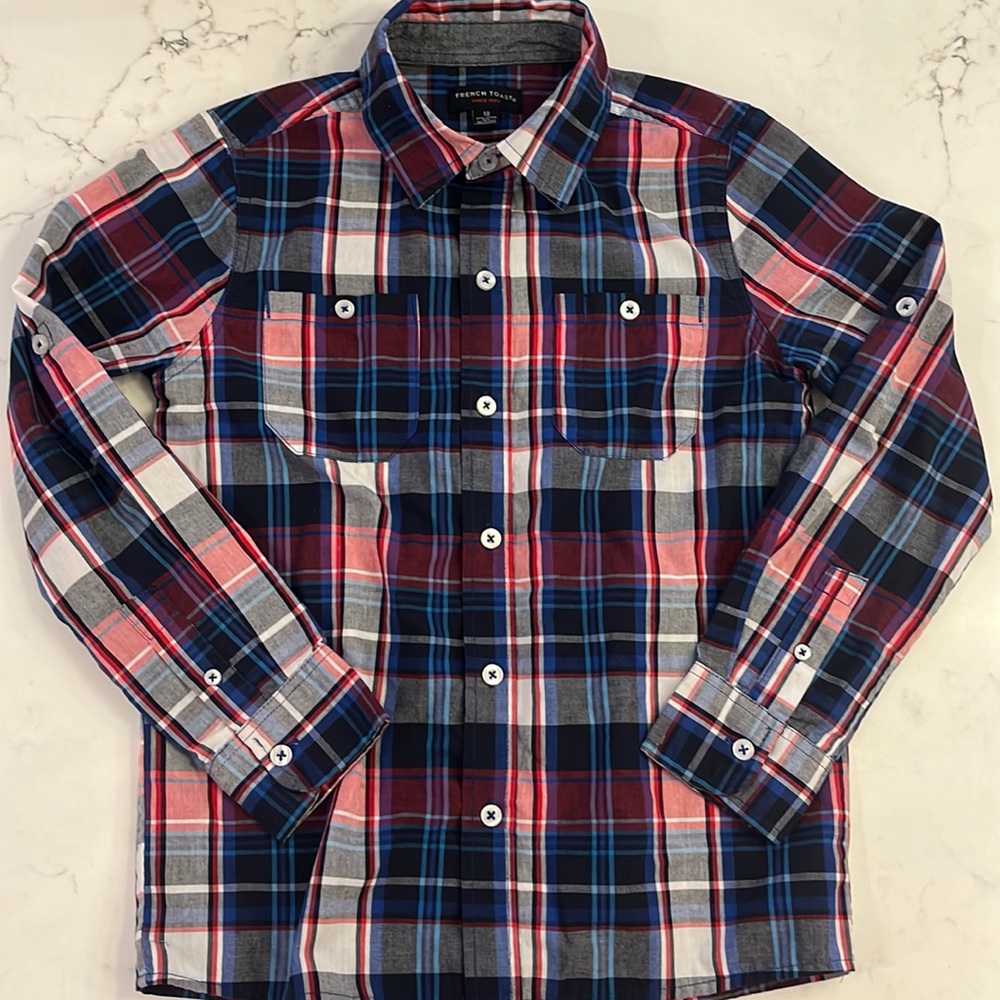 French Toast plaid button down